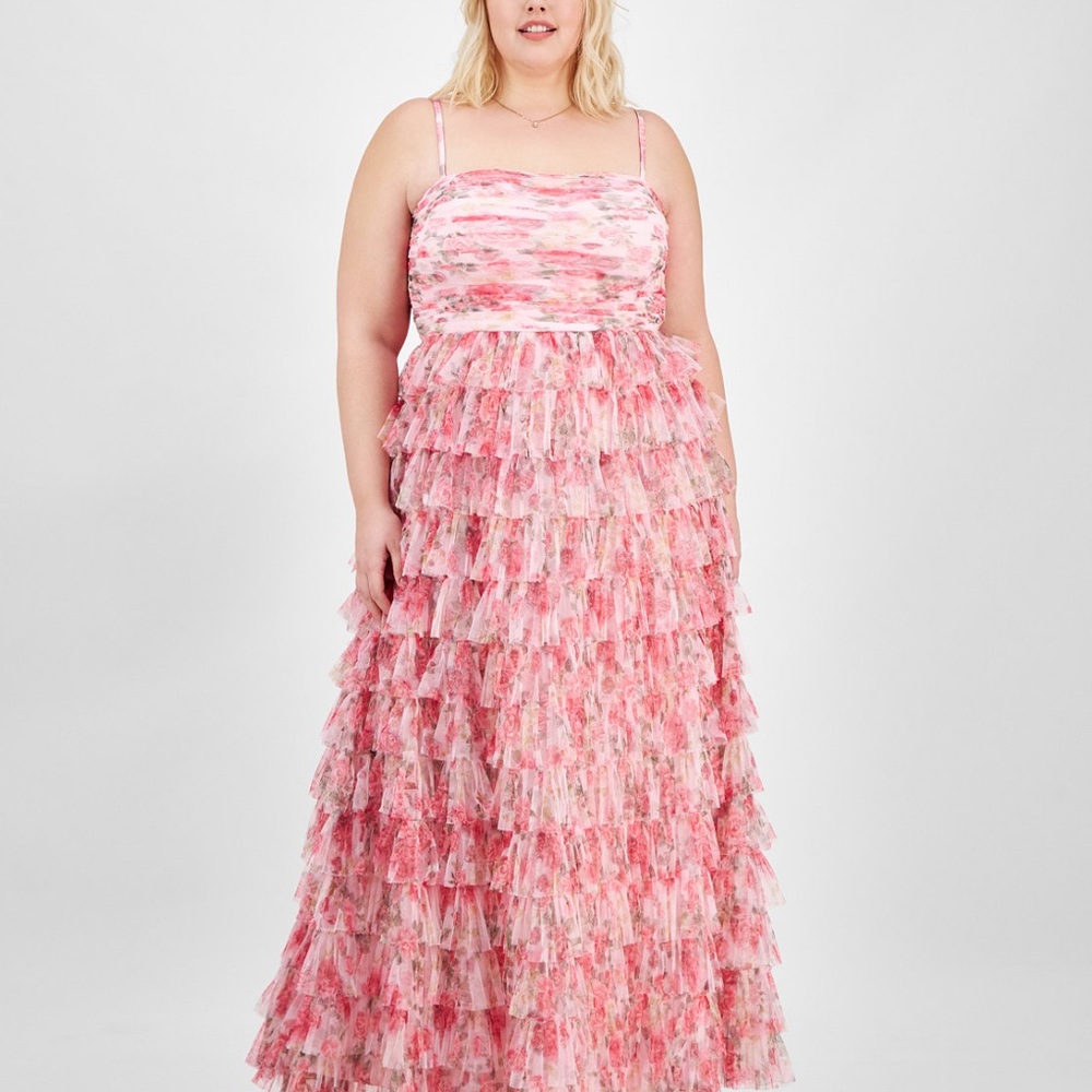 B Darlin Pink Layered Maxi Dress